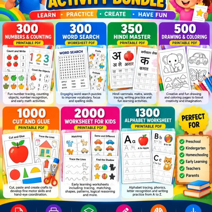 Colourful Kids Printable Mega Bundle Poster Kids Printable Worksheets Bundle – 5,750+ Learning PDFs