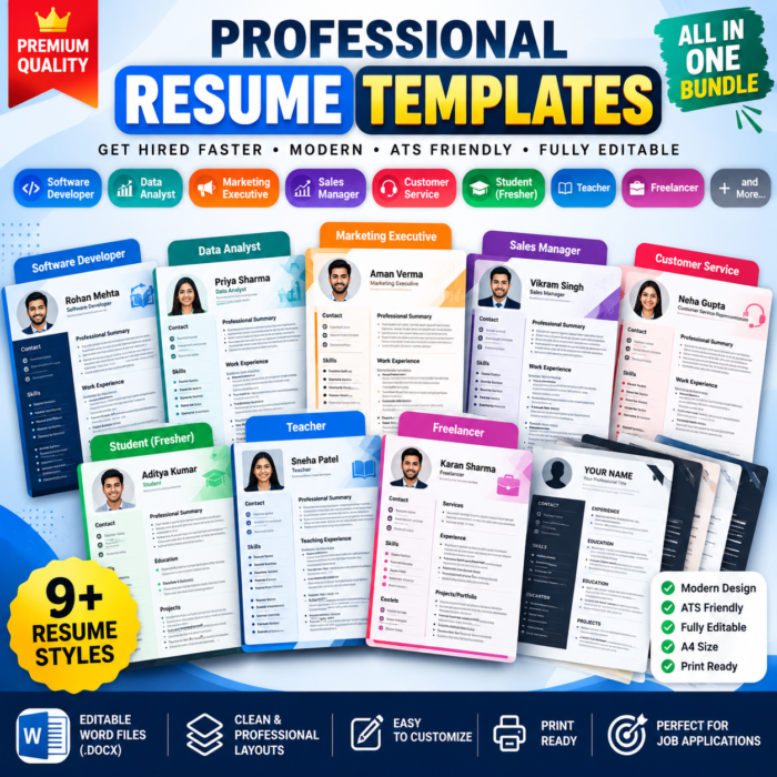 Professional Resume Templates Bundle